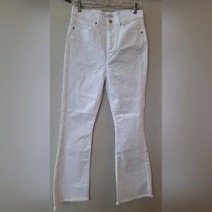 NWT Loft The Slim Flare Stretch Jeans Raw Hem White Womens 28x31"